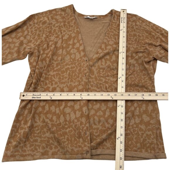 Liz Claiborne XL Tan Animal Print Button-Front Cardigan Sweater 100% Cotton - Picture 3 of 5